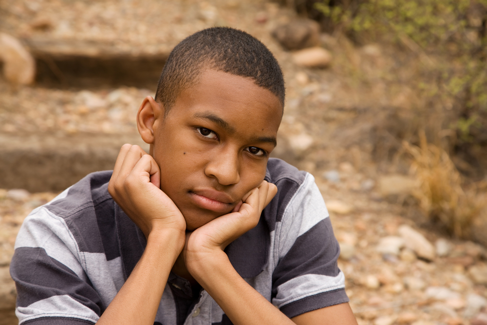 solitary sad black teen